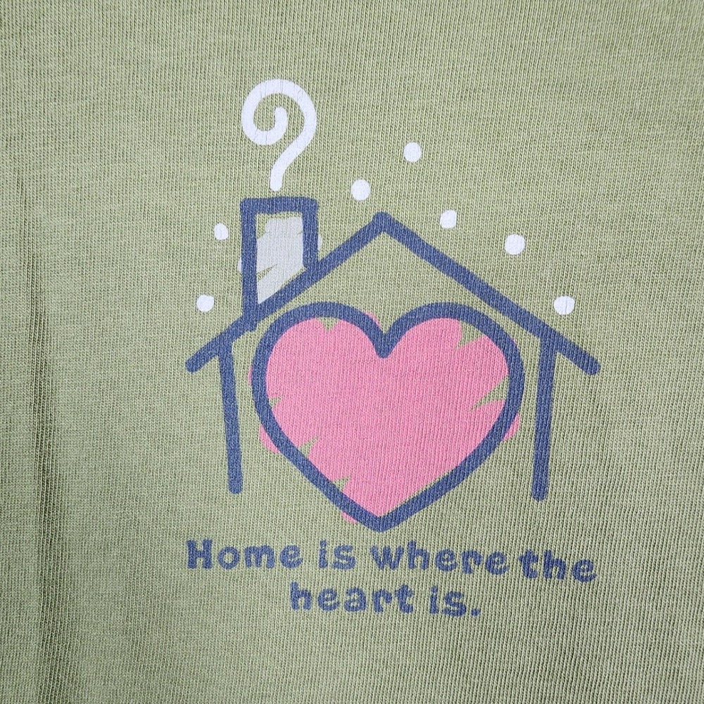 Life is Good Green Graphic Tee Home is Where the Heart is Cottagecore Gorpcore L